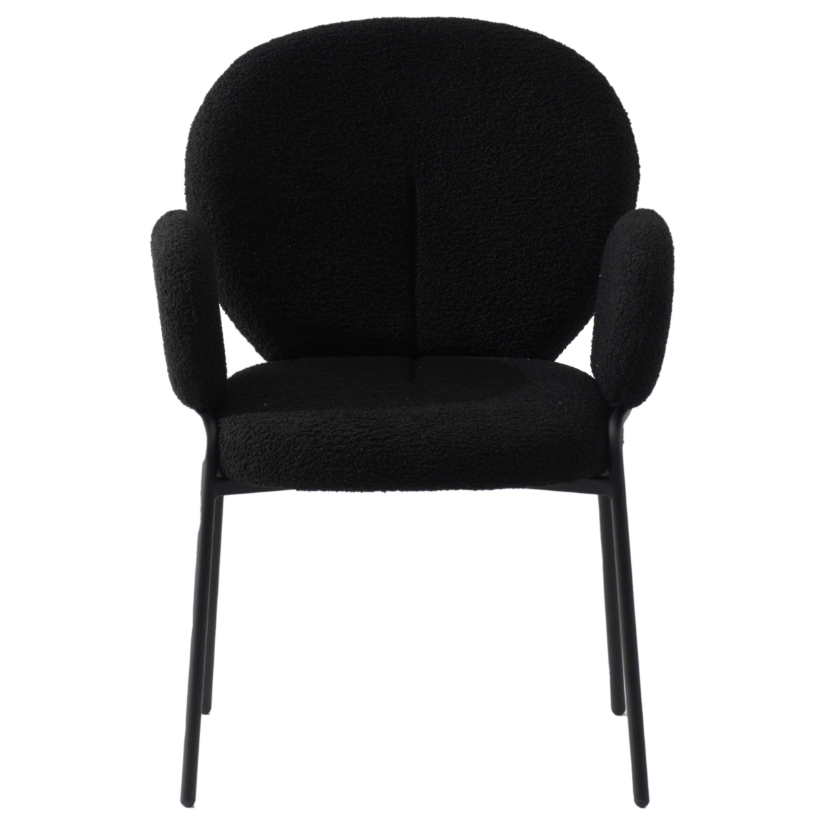 Celestial Modern Boucle Dining Side Chair with Black/White Powder Coated Iron Frame