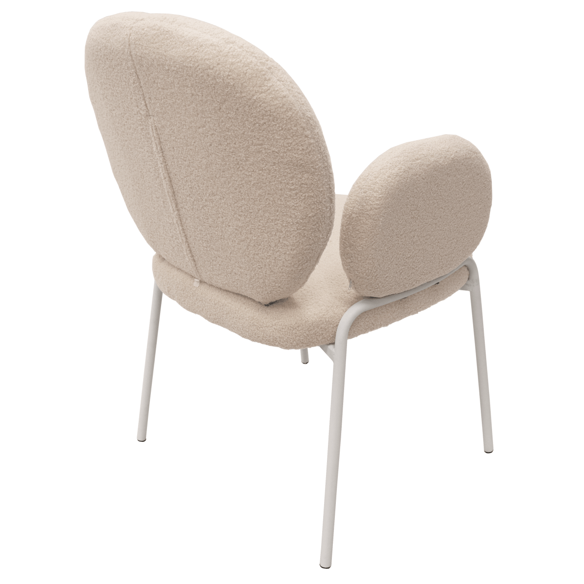 Celestial Modern Boucle Dining Side Chair with Black/White Powder Coated Iron Frame