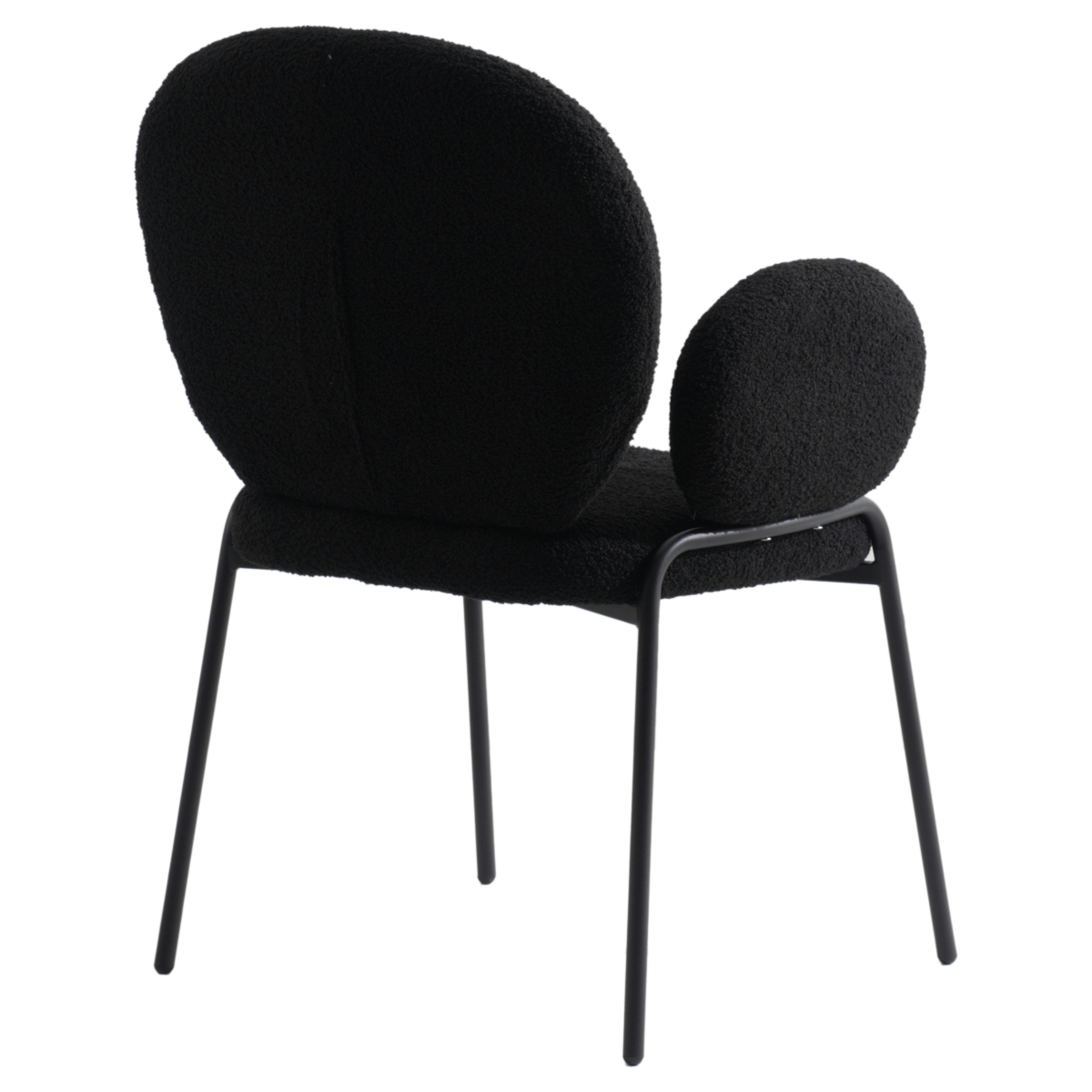 Celestial Modern Boucle Dining Side Chair with Black/White Powder Coated Iron Frame