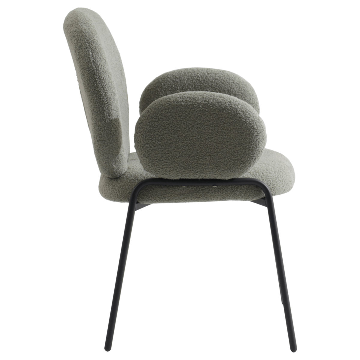 Celestial Modern Boucle Dining Side Chair with Black/White Powder Coated Iron Frame