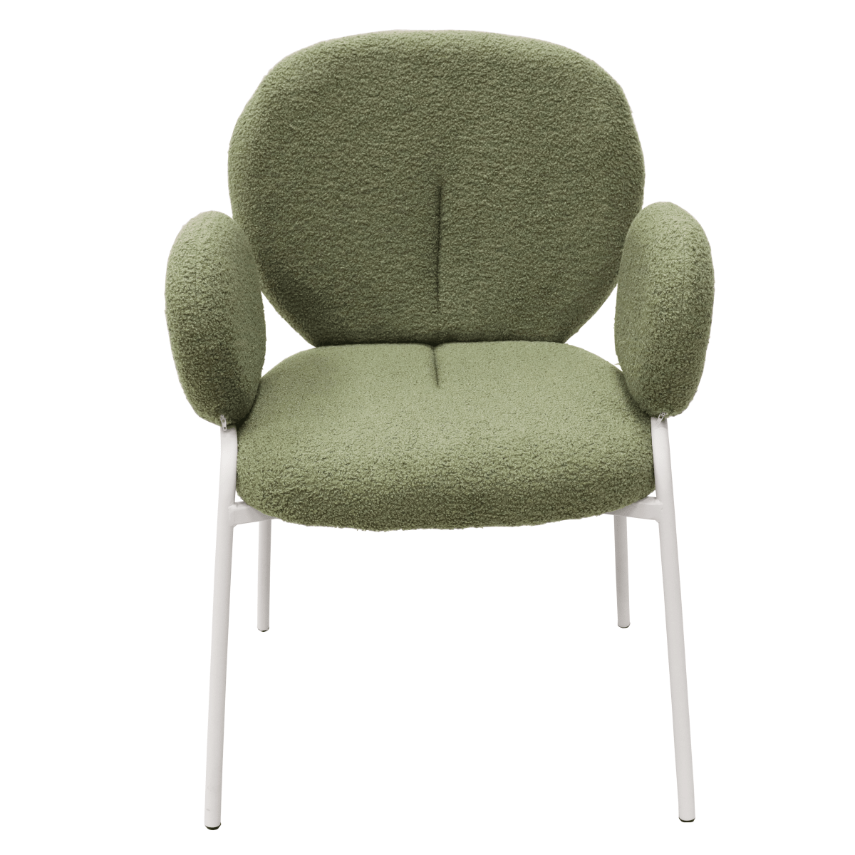 Celestial Modern Boucle Dining Side Chair with Black/White Powder Coated Iron Frame