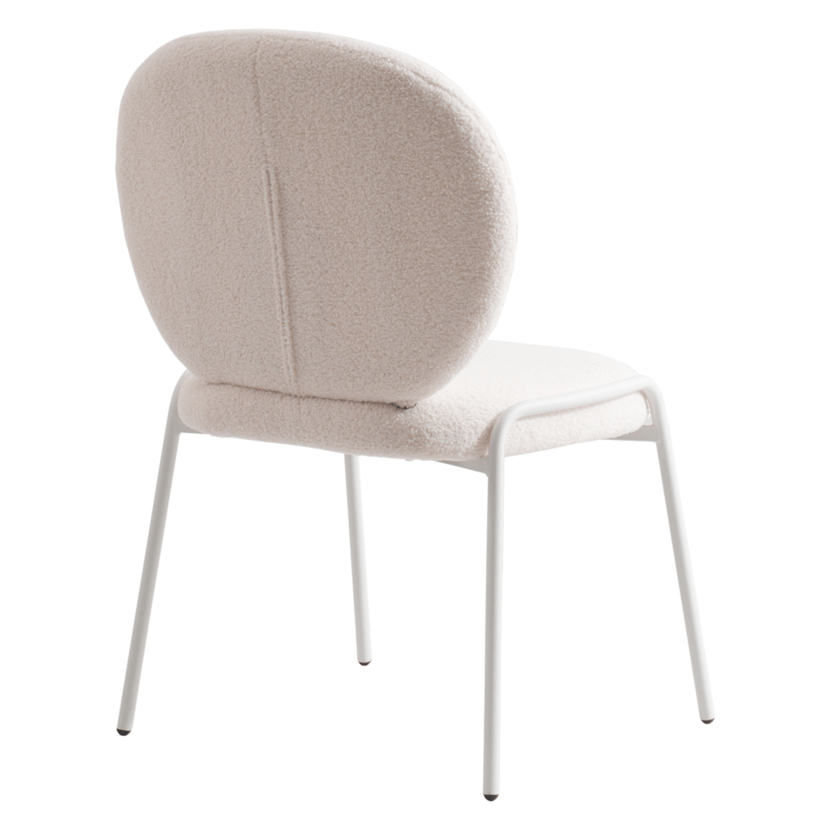 Celestial Modern Boucle Dining Side Chair with Black/White Powder Coated Iron Frame