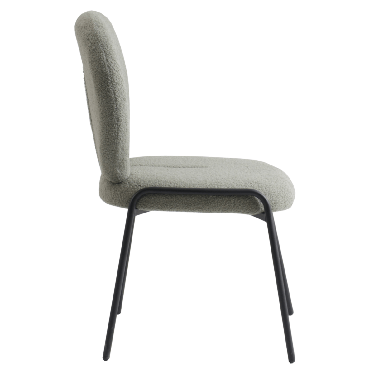 Celestial Modern Boucle Dining Side Chair with Black/White Powder Coated Iron Frame