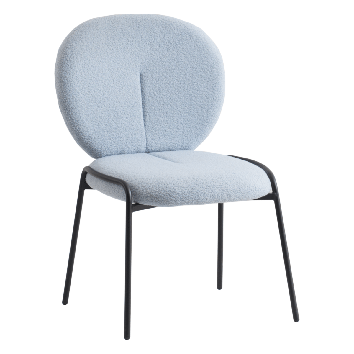Celestial Modern Boucle Dining Side Chair with Black/White Powder Coated Iron Frame
