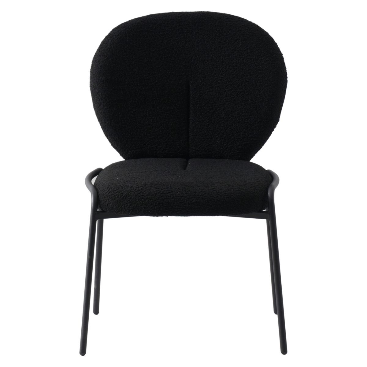 Celestial Modern Boucle Dining Side Chair with Black/White Powder Coated Iron Frame