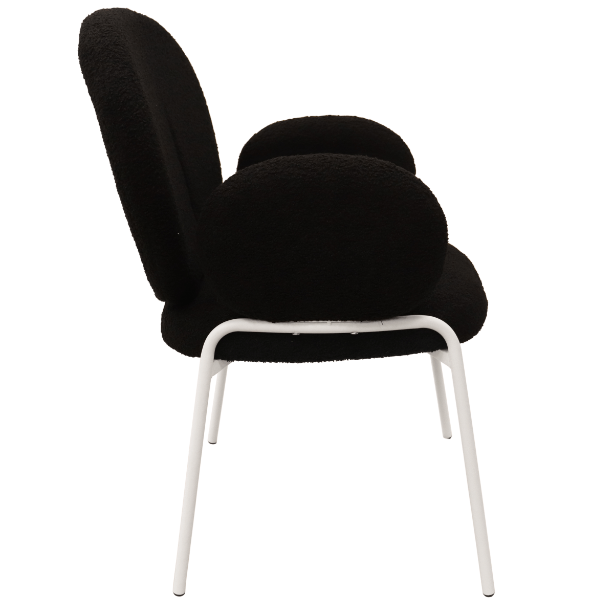 Celestial Modern Boucle Dining Side Chair with Black/White Powder Coated Iron Frame