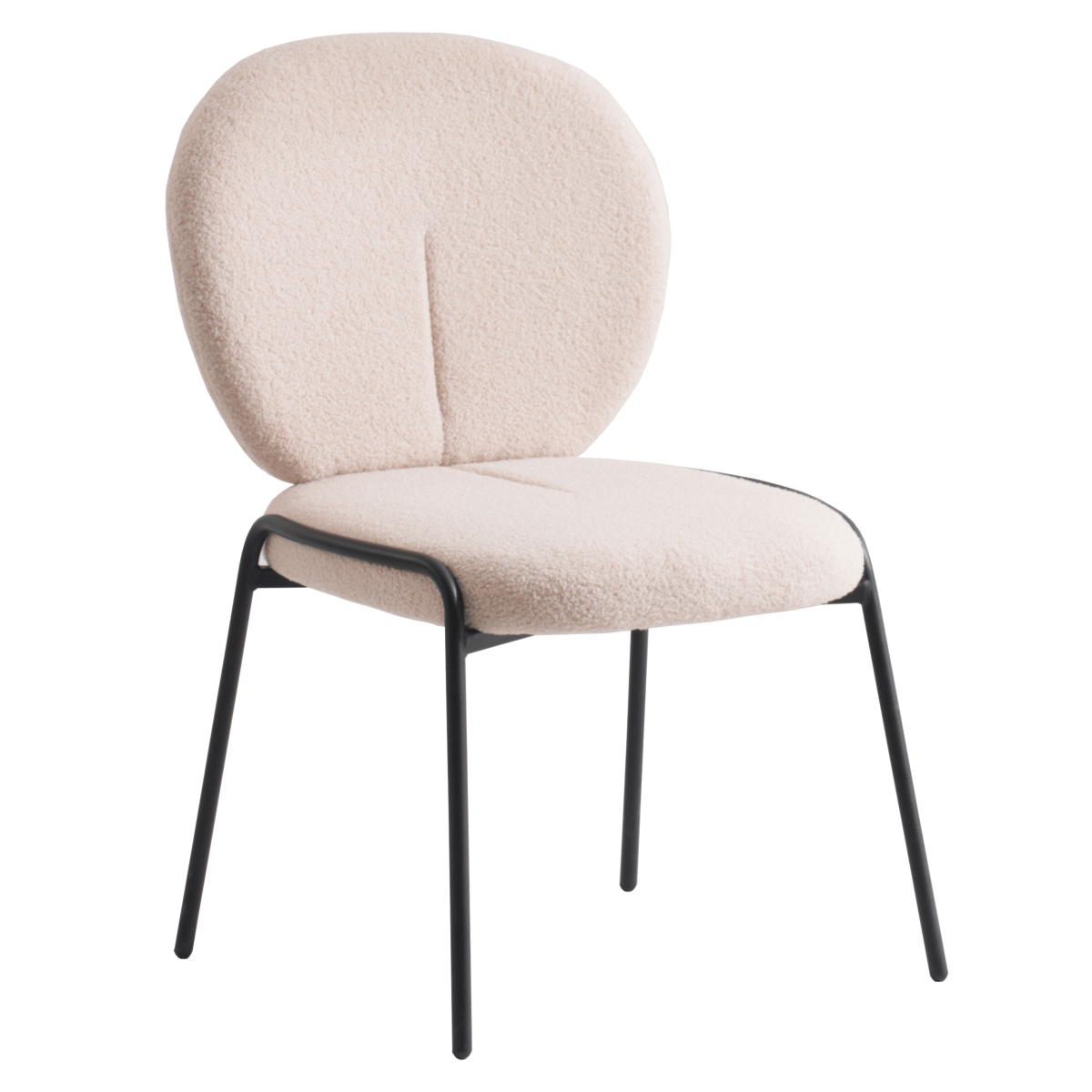 Celestial Modern Boucle Dining Side Chair with Black/White Powder Coated Iron Frame