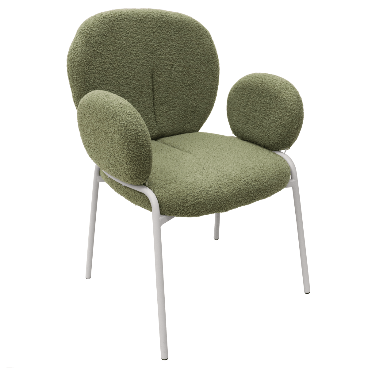 Celestial Modern Boucle Dining Side Chair with Black/White Powder Coated Iron Frame