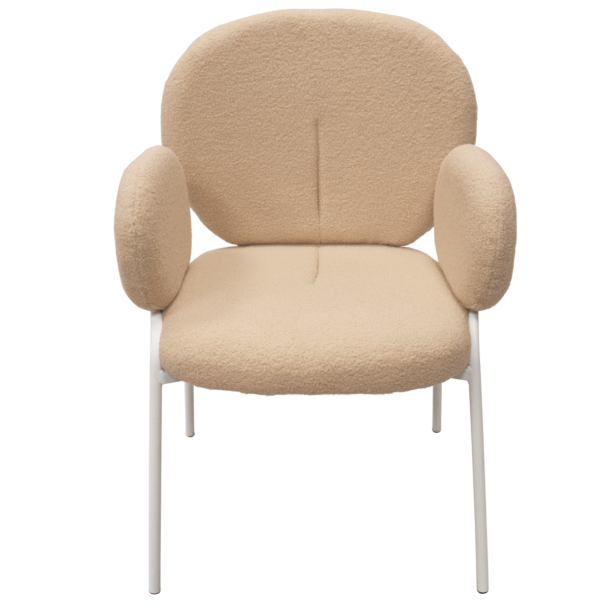 Celestial Modern Boucle Dining Side Chair with Black/White Powder Coated Iron Frame