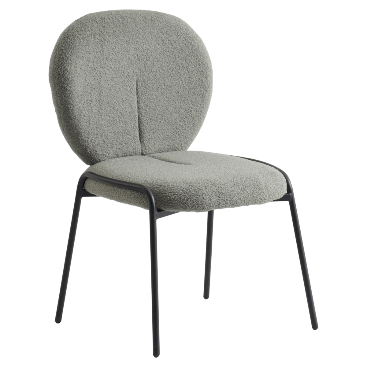 Celestial Modern Boucle Dining Side Chair with Black/White Powder Coated Iron Frame