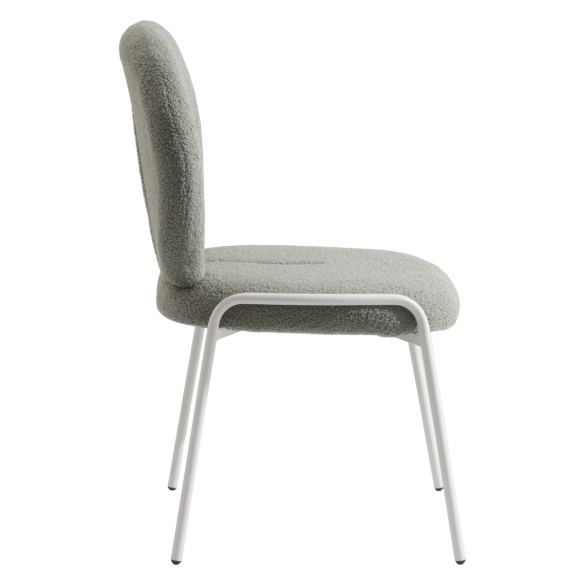 Celestial Modern Boucle Dining Side Chair with Black/White Powder Coated Iron Frame