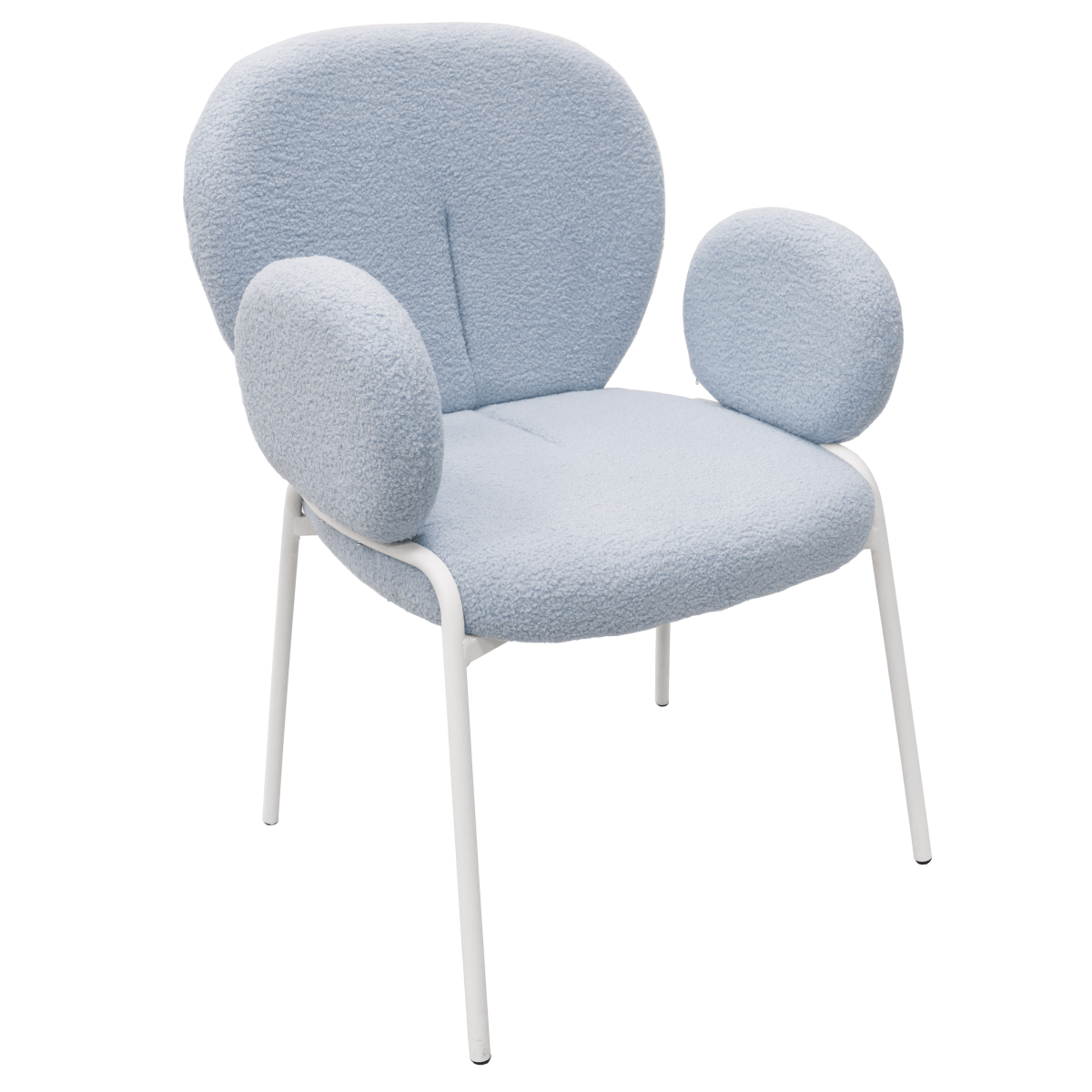 Celestial Modern Boucle Dining Side Chair with Black/White Powder Coated Iron Frame