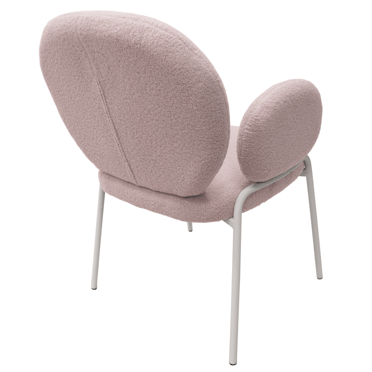 Celestial Modern Boucle Dining Side Chair with Black/White Powder Coated Iron Frame