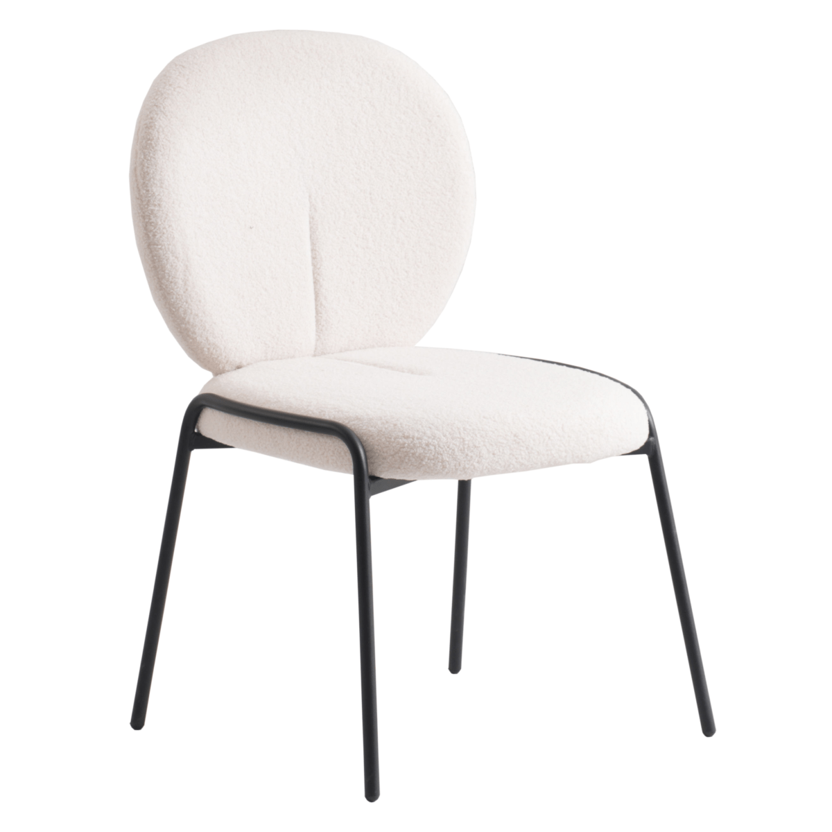 Celestial Modern Boucle Dining Side Chair with Black/White Powder Coated Iron Frame