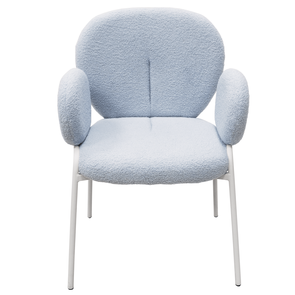 Celestial Modern Boucle Dining Side Chair with Black/White Powder Coated Iron Frame