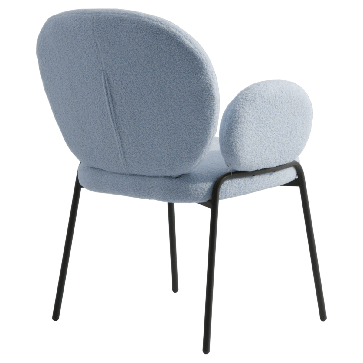 Celestial Modern Boucle Dining Side Chair with Black/White Powder Coated Iron Frame