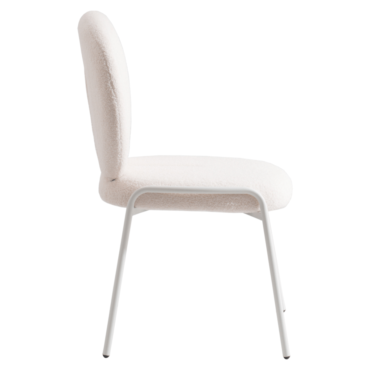 Celestial Modern Boucle Dining Side Chair with Black/White Powder Coated Iron Frame