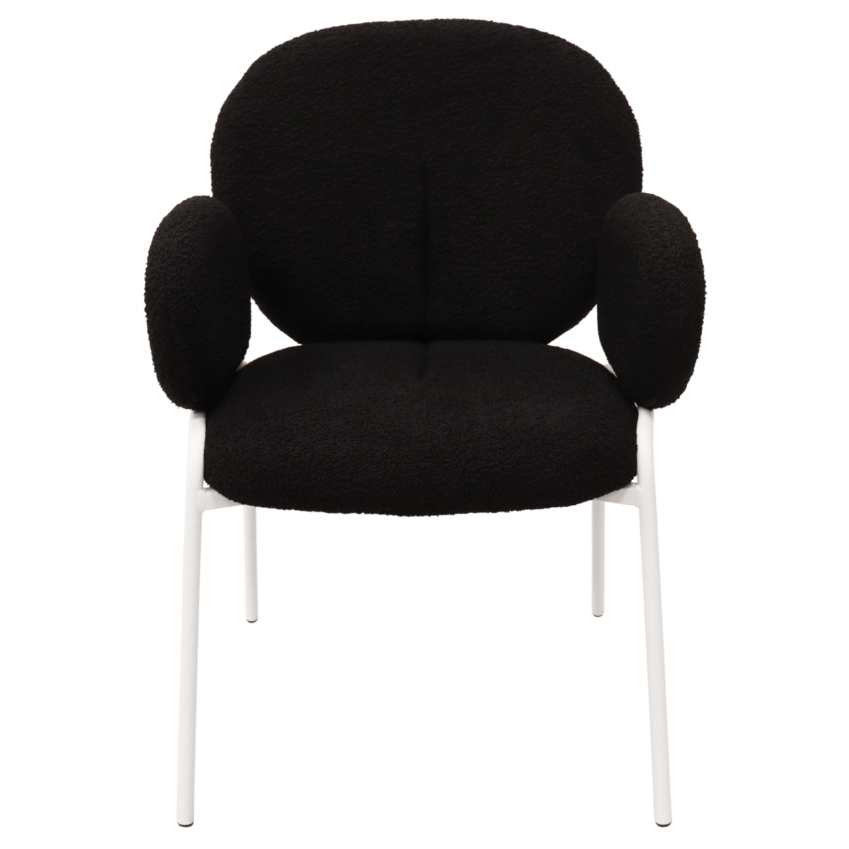 Celestial Modern Boucle Dining Side Chair with Black/White Powder Coated Iron Frame