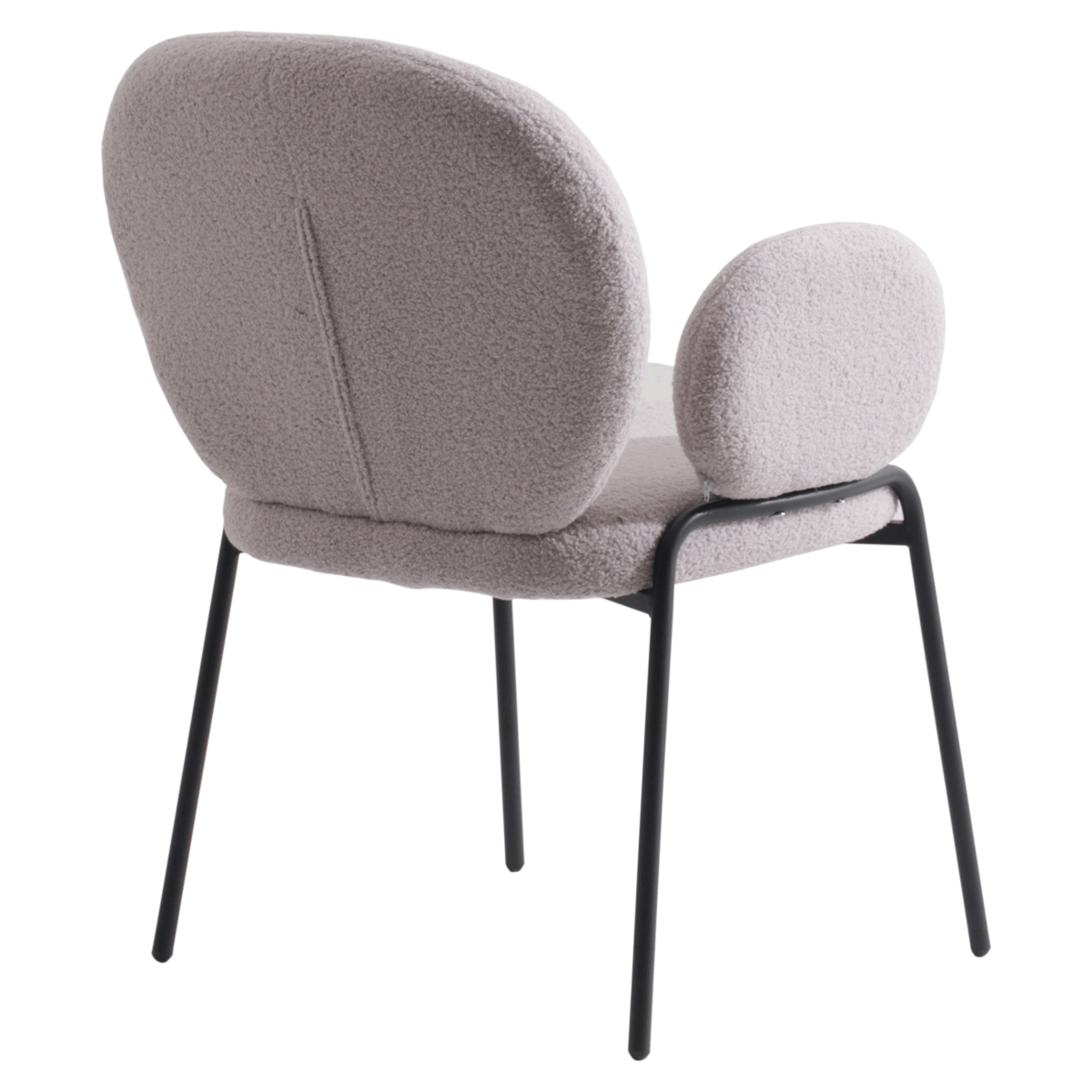 Celestial Modern Boucle Dining Side Chair with Black/White Powder Coated Iron Frame