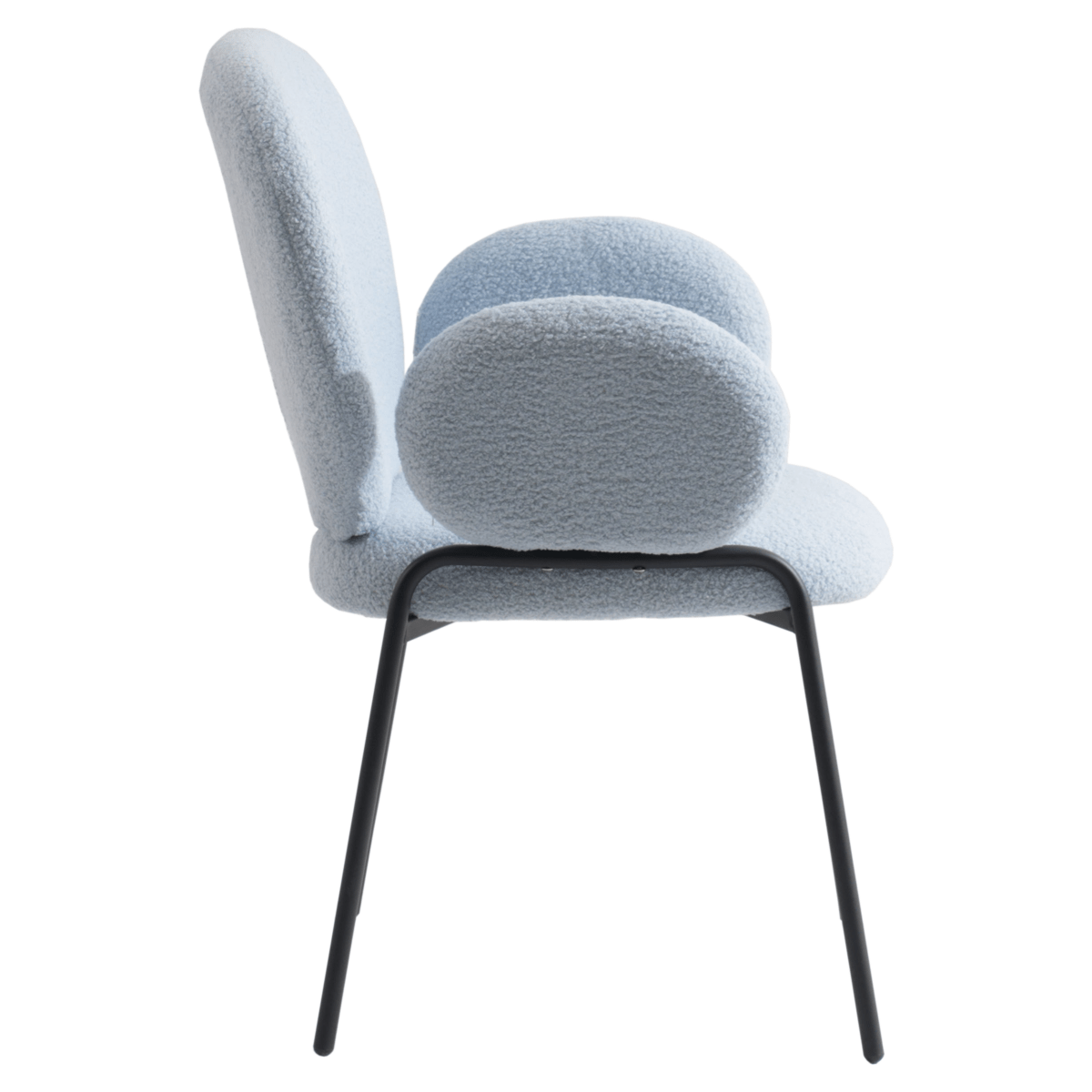 Celestial Modern Boucle Dining Side Chair with Black/White Powder Coated Iron Frame
