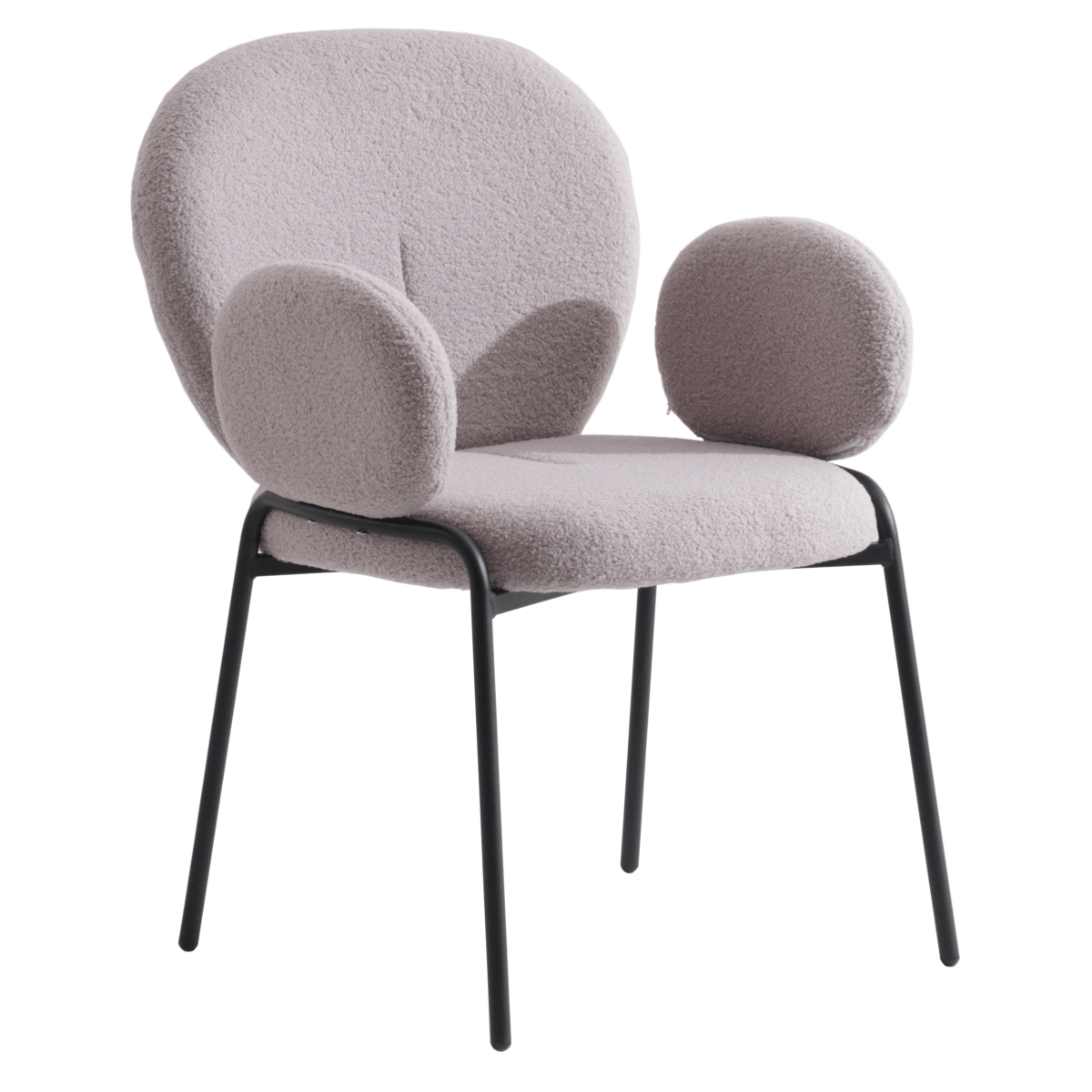 Celestial Modern Boucle Dining Side Chair with Black/White Powder Coated Iron Frame