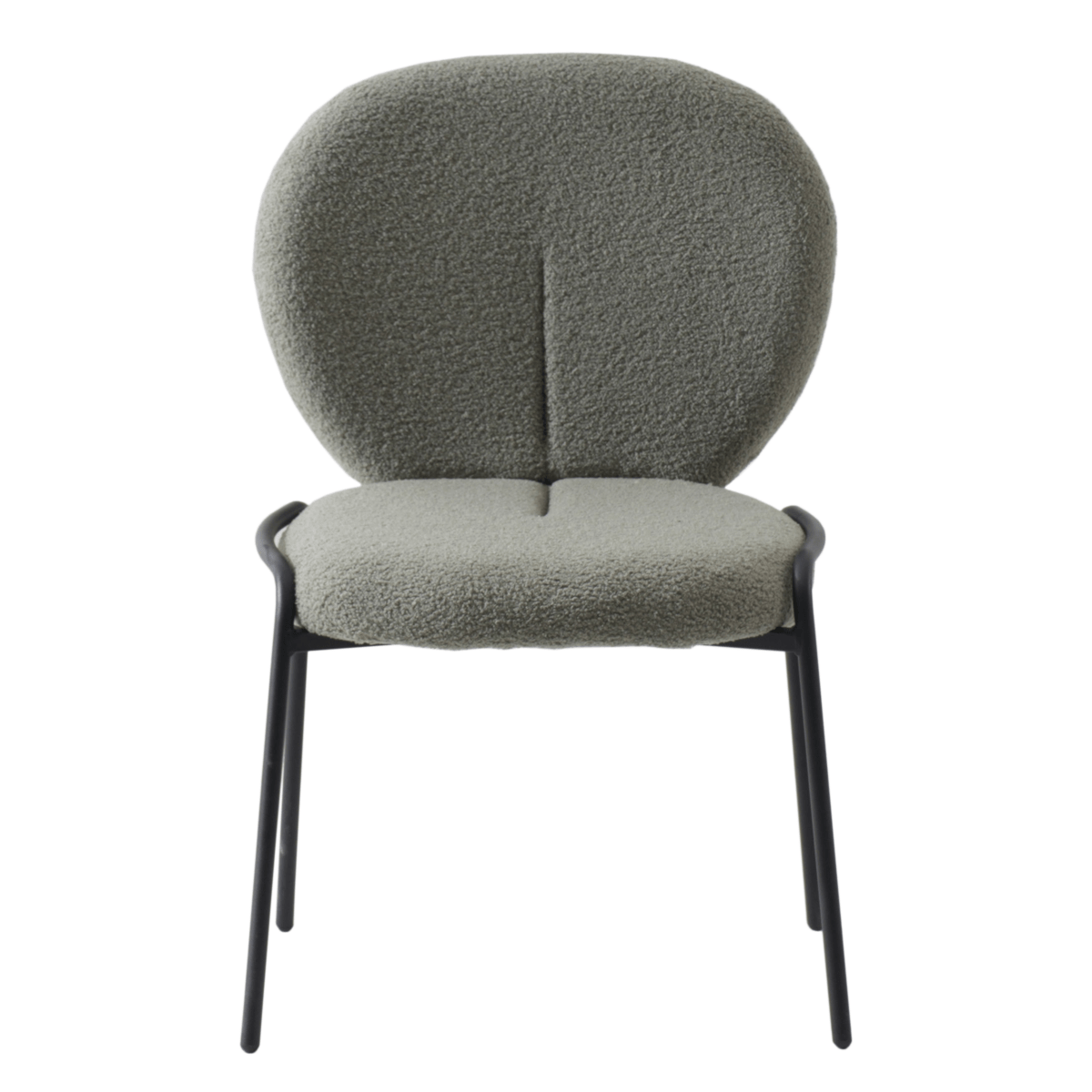 Celestial Modern Boucle Dining Side Chair with Black/White Powder Coated Iron Frame