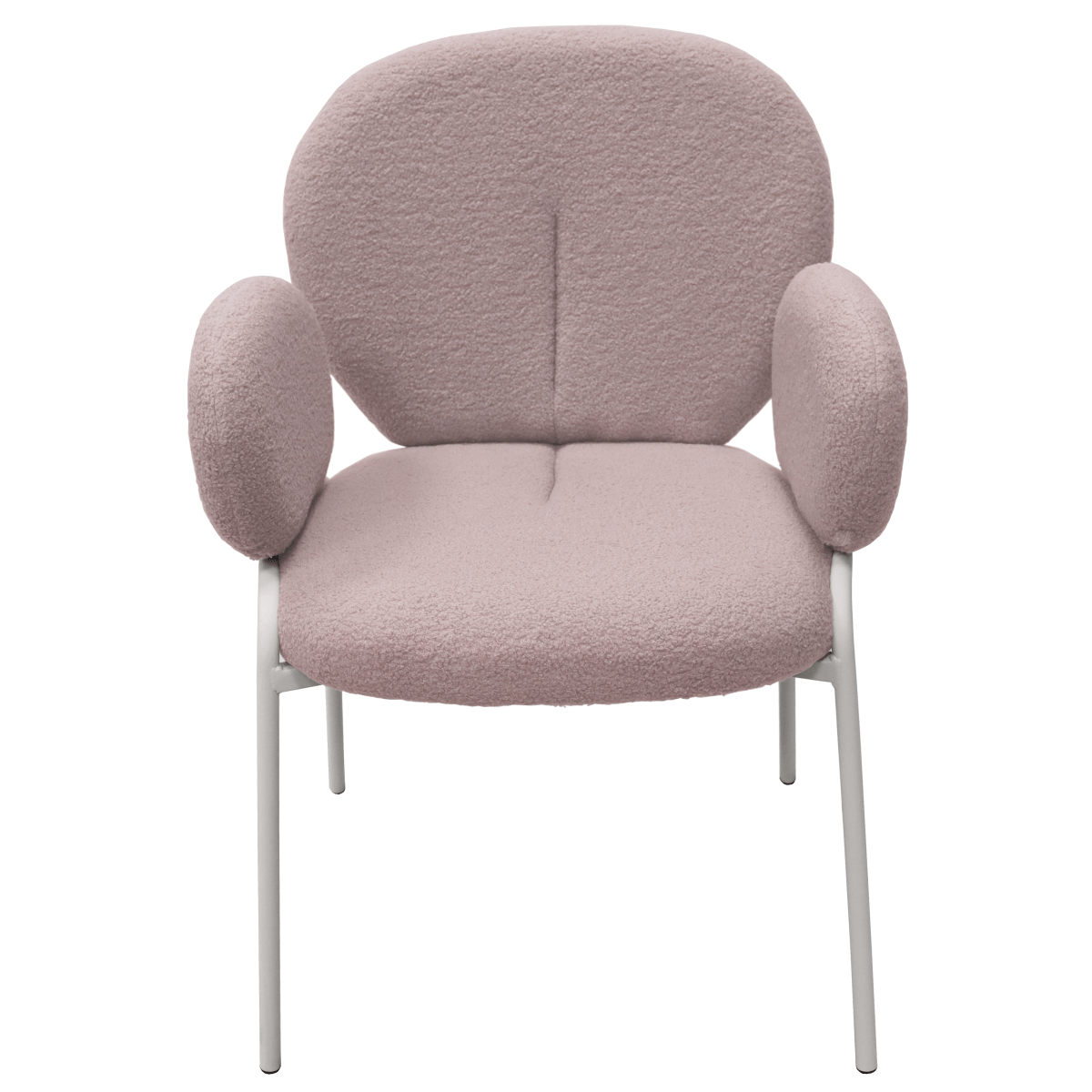 Celestial Modern Boucle Dining Side Chair with Black/White Powder Coated Iron Frame