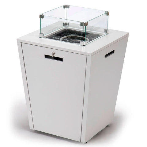 Chelsea Steel Fire Pit Table with Tempered Glass Wind Guard and Lid
