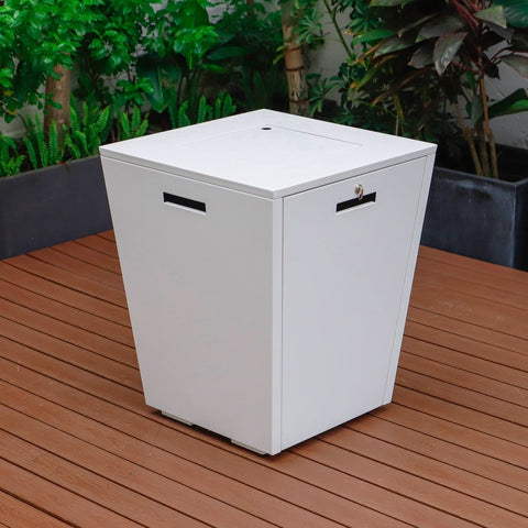 Chelsea Steel Fire Pit Table with Tempered Glass Wind Guard and Lid