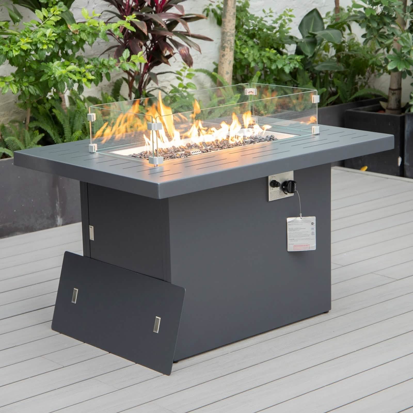 Chelsea Patio Modern Black Aluminum Propane Fire Pit Table