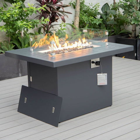 Chelsea Patio Modern Black Aluminum Propane Fire Pit Table