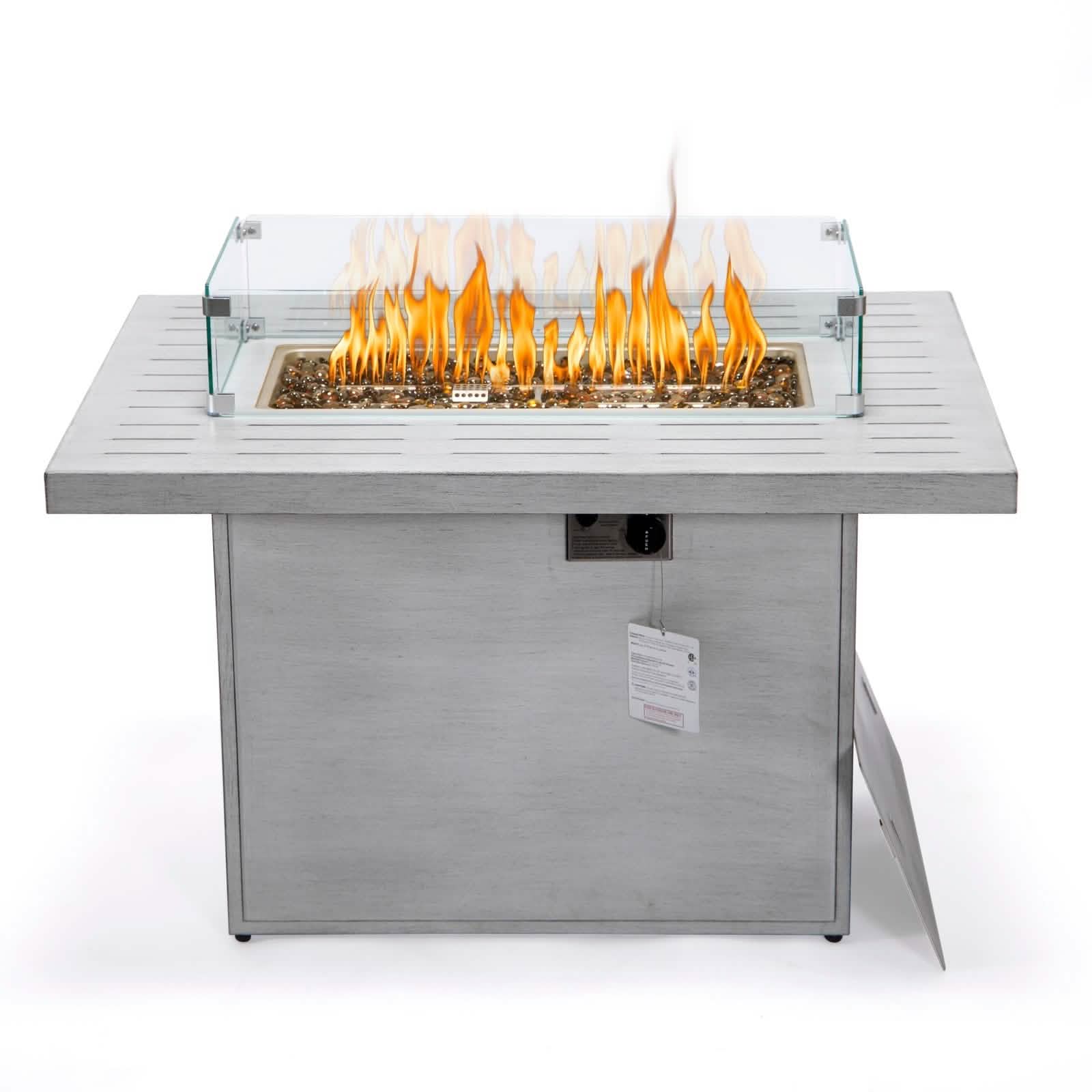 Chelsea Patio Modern Black Aluminum Propane Fire Pit Table