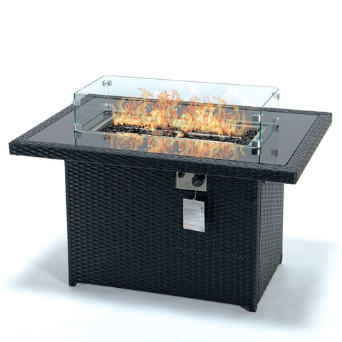 Mace Patio Modern Wicker Propane Fire Pit Table