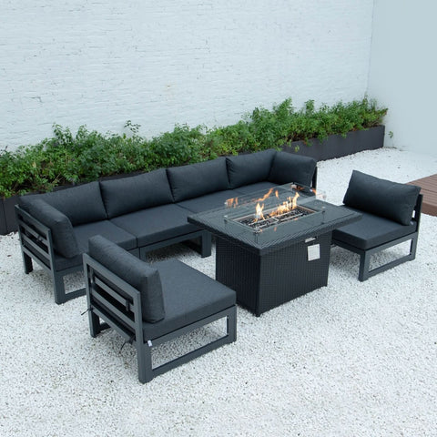 Mace Patio Modern Wicker Propane Fire Pit Table