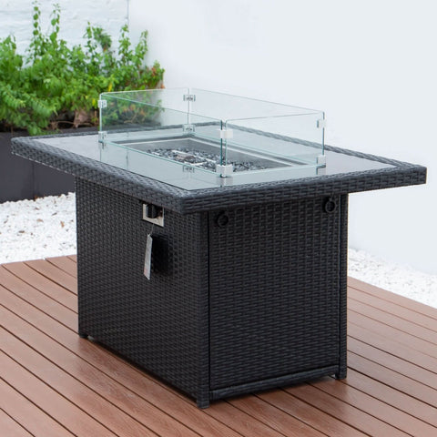 Mace Patio Modern Wicker Propane Fire Pit Table