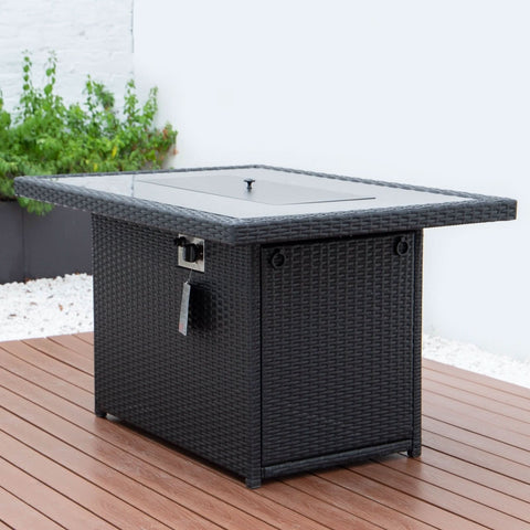 Mace Patio Modern Wicker Propane Fire Pit Table