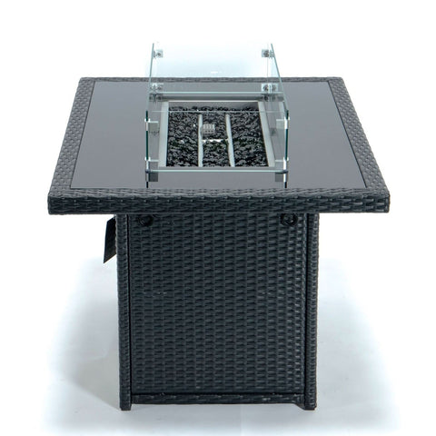 Mace Patio Modern Wicker Propane Fire Pit Table