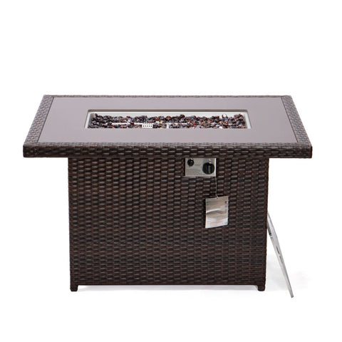 Mace Patio Modern Wicker Propane Fire Pit Table