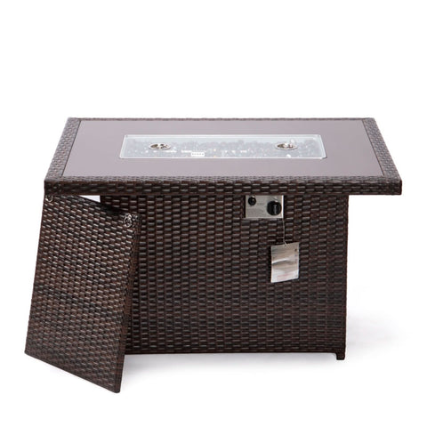 Mace Patio Modern Wicker Propane Fire Pit Table