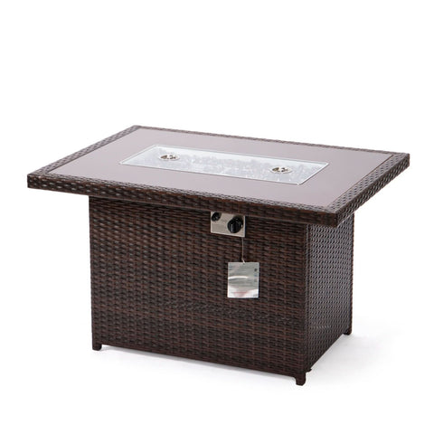 Mace Patio Modern Wicker Propane Fire Pit Table