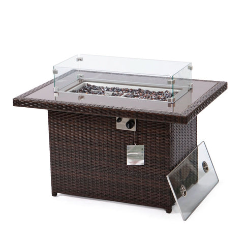 Mace Patio Modern Wicker Propane Fire Pit Table