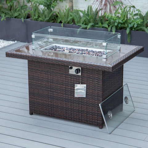 Mace Patio Modern Wicker Propane Fire Pit Table