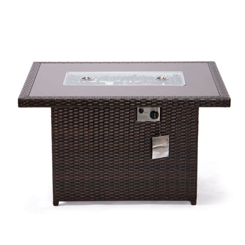 Mace Patio Modern Wicker Propane Fire Pit Table