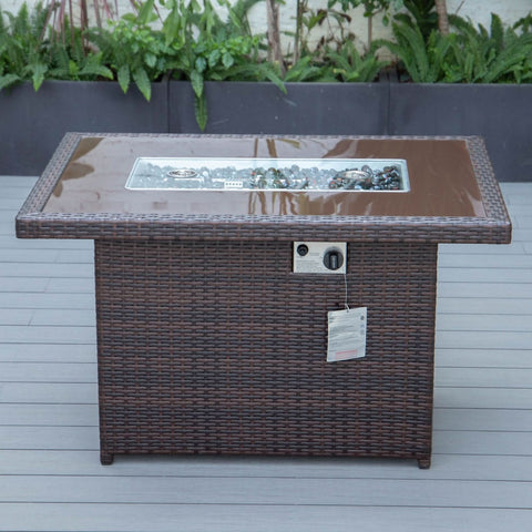 Mace Patio Modern Wicker Propane Fire Pit Table