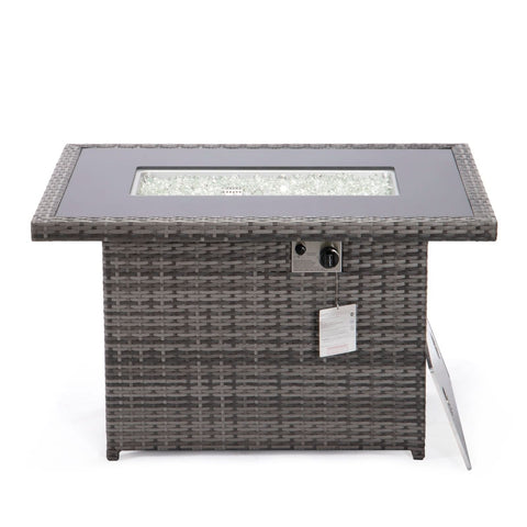 Mace Patio Modern Wicker Propane Fire Pit Table