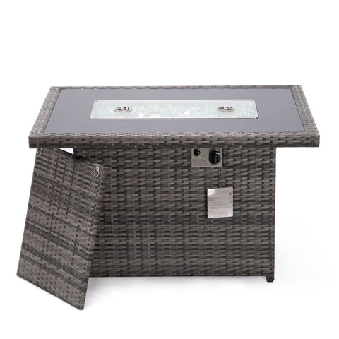 Mace Patio Modern Wicker Propane Fire Pit Table