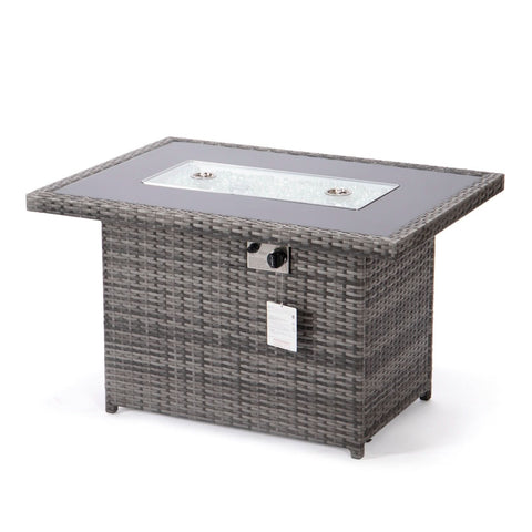 Mace Patio Modern Wicker Propane Fire Pit Table