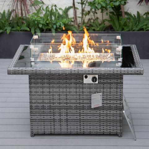 Mace Patio Modern Wicker Propane Fire Pit Table