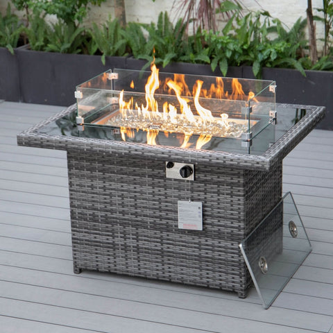 Mace Patio Modern Wicker Propane Fire Pit Table