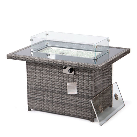 Mace Patio Modern Wicker Propane Fire Pit Table